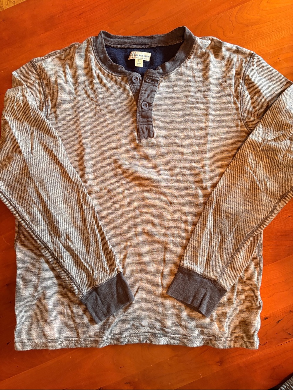 J. Crew Men's Heathered Gray Henley Thermal Long Sleeve